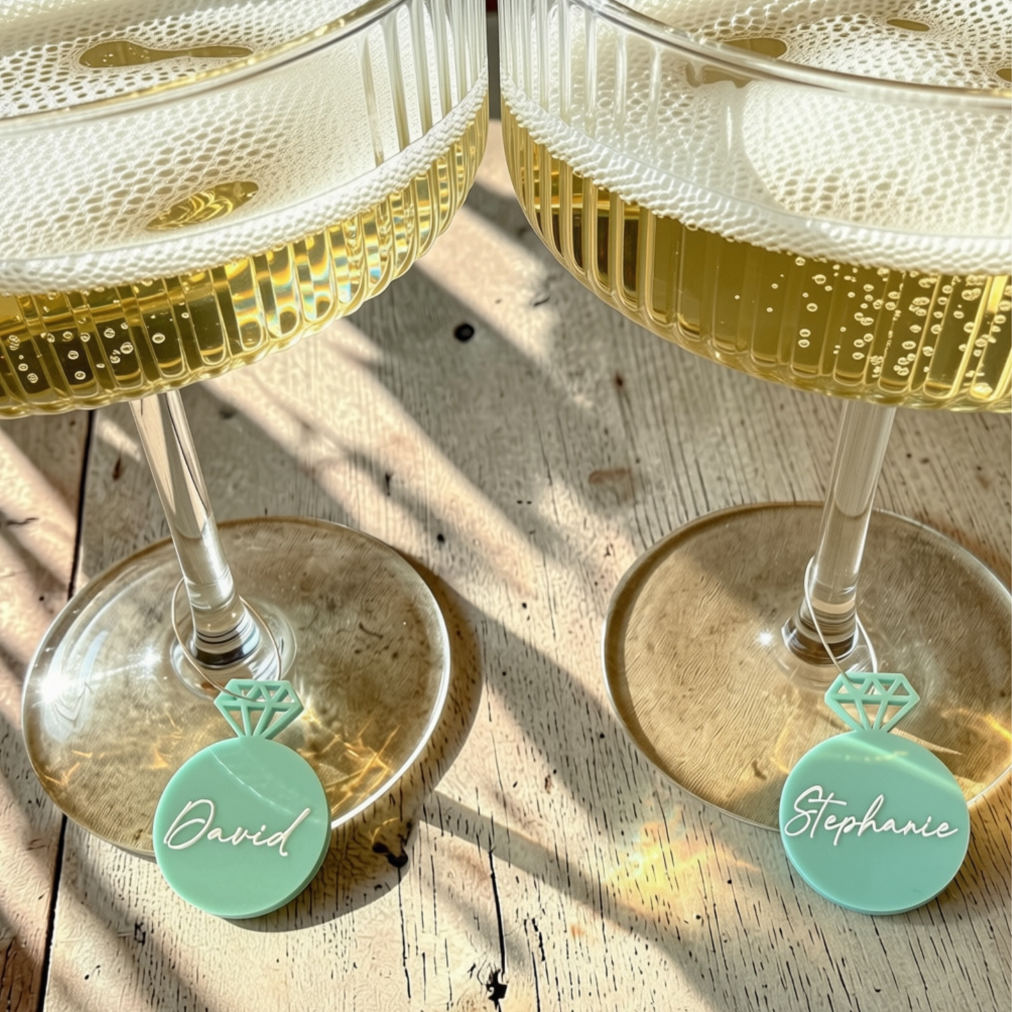Personalised Acrylic Wine Charms | Custom Laser Cut Glass Drink Markers