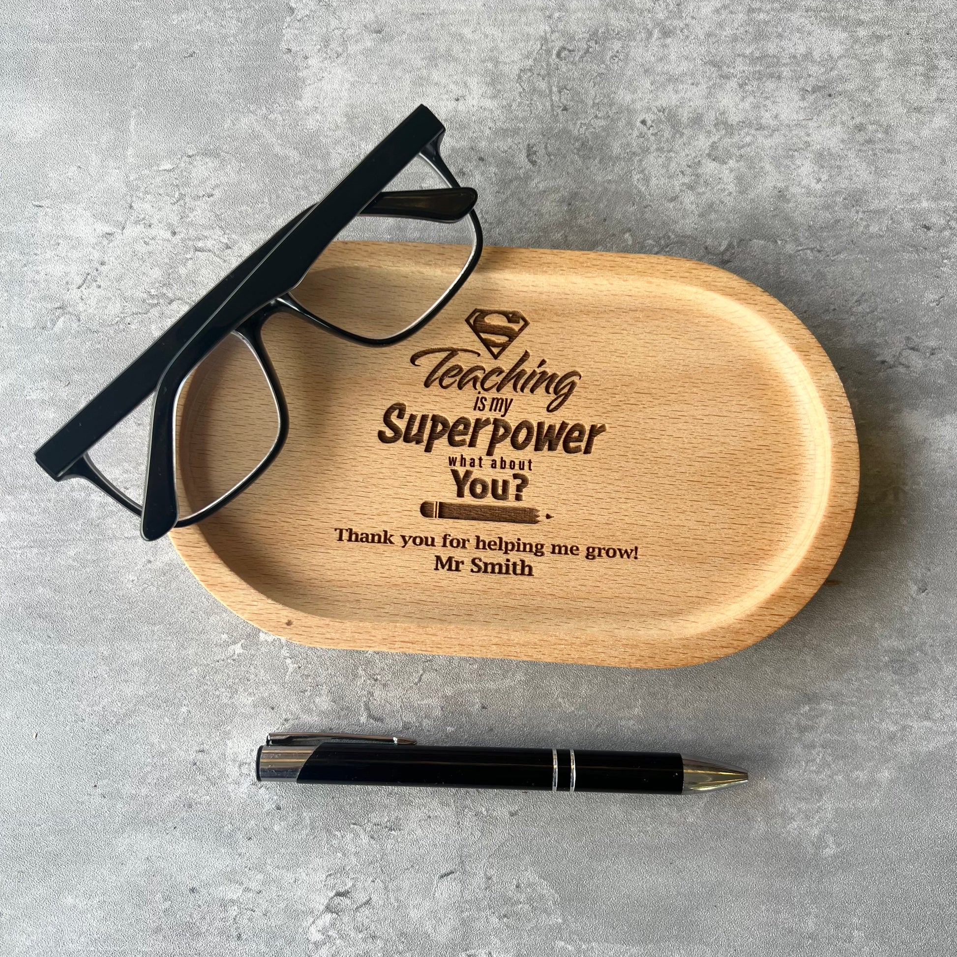 Teachers Gifts,Gifts for Teacher,Best Teacher Ever,Thanks for Helping,Teacher,Present for Teacher,Engraved Wood Tray,Gift Ideas