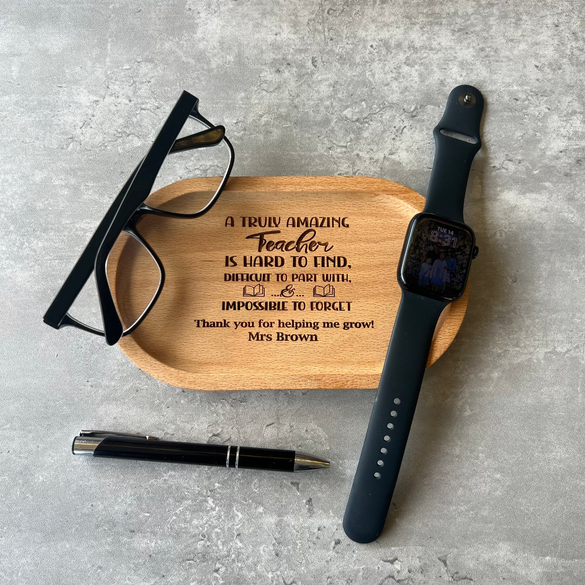 Teachers Gifts,Gifts for Teacher,Best Teacher Ever,Thanks for Helping,Teacher,Present for Teacher,Engraved Wood Tray,Gift Ideas