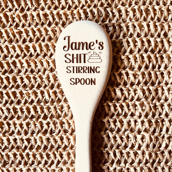 Funny Engraved Shit Stirrer Wooden Spoon