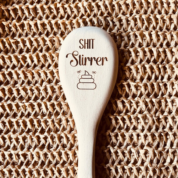 Funny Engraved Shit Stirrer Wooden Spoon