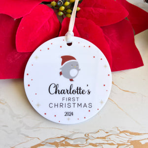 First Christmas Personalised White acrylic ornament