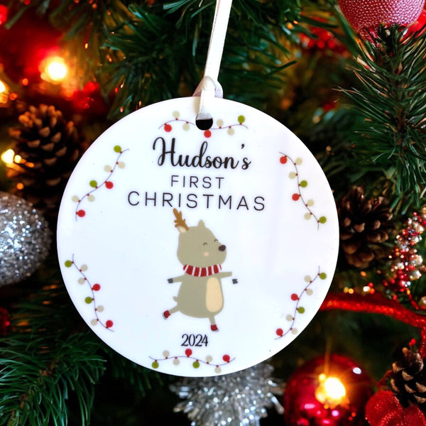 First Christmas Personalised White acrylic ornament