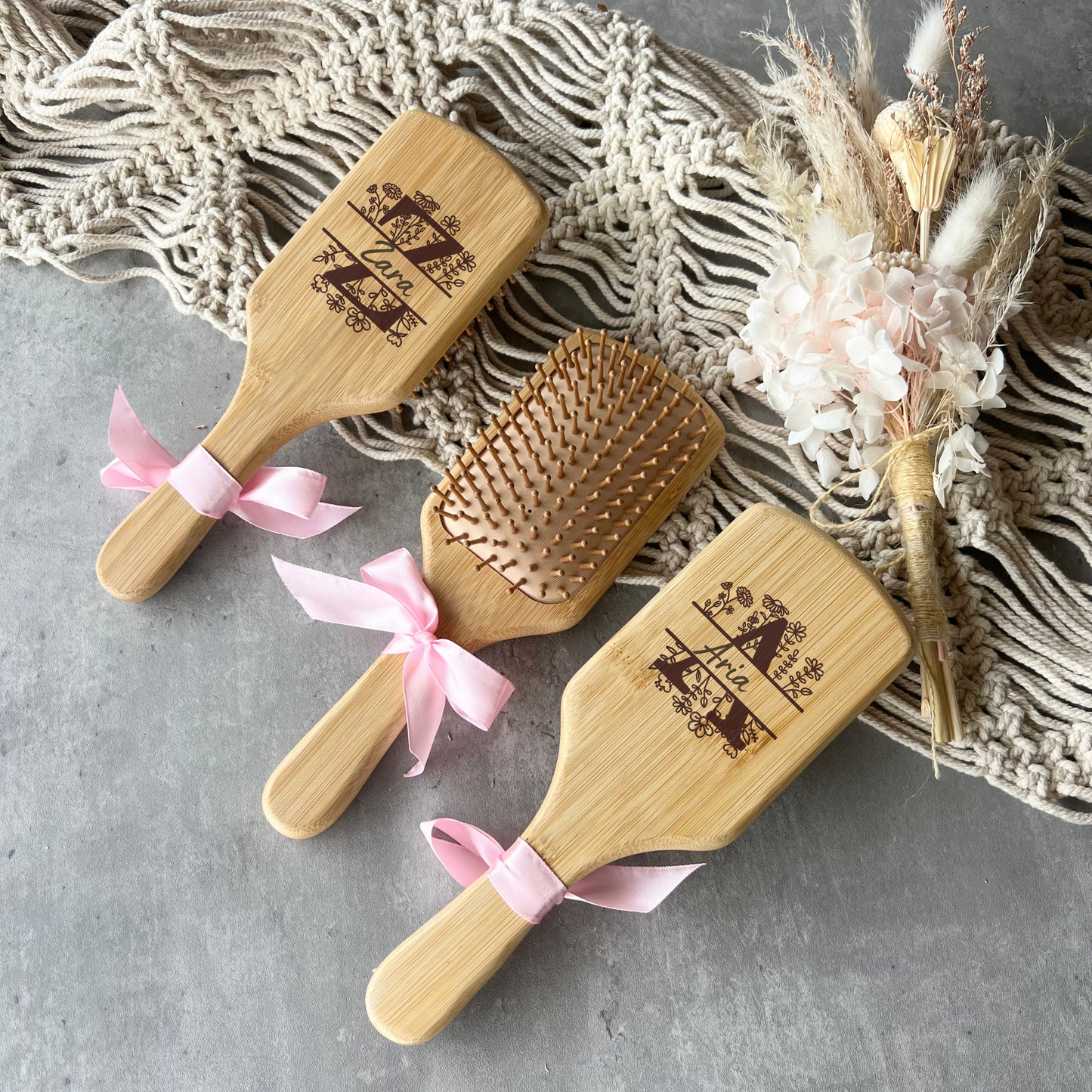 Personalised uv printed paddle brush | Wooden Brush for Girls | Gifts for Mum | Custom Engraved | Floral | Valentine's Gift | Bridesmaid Gift