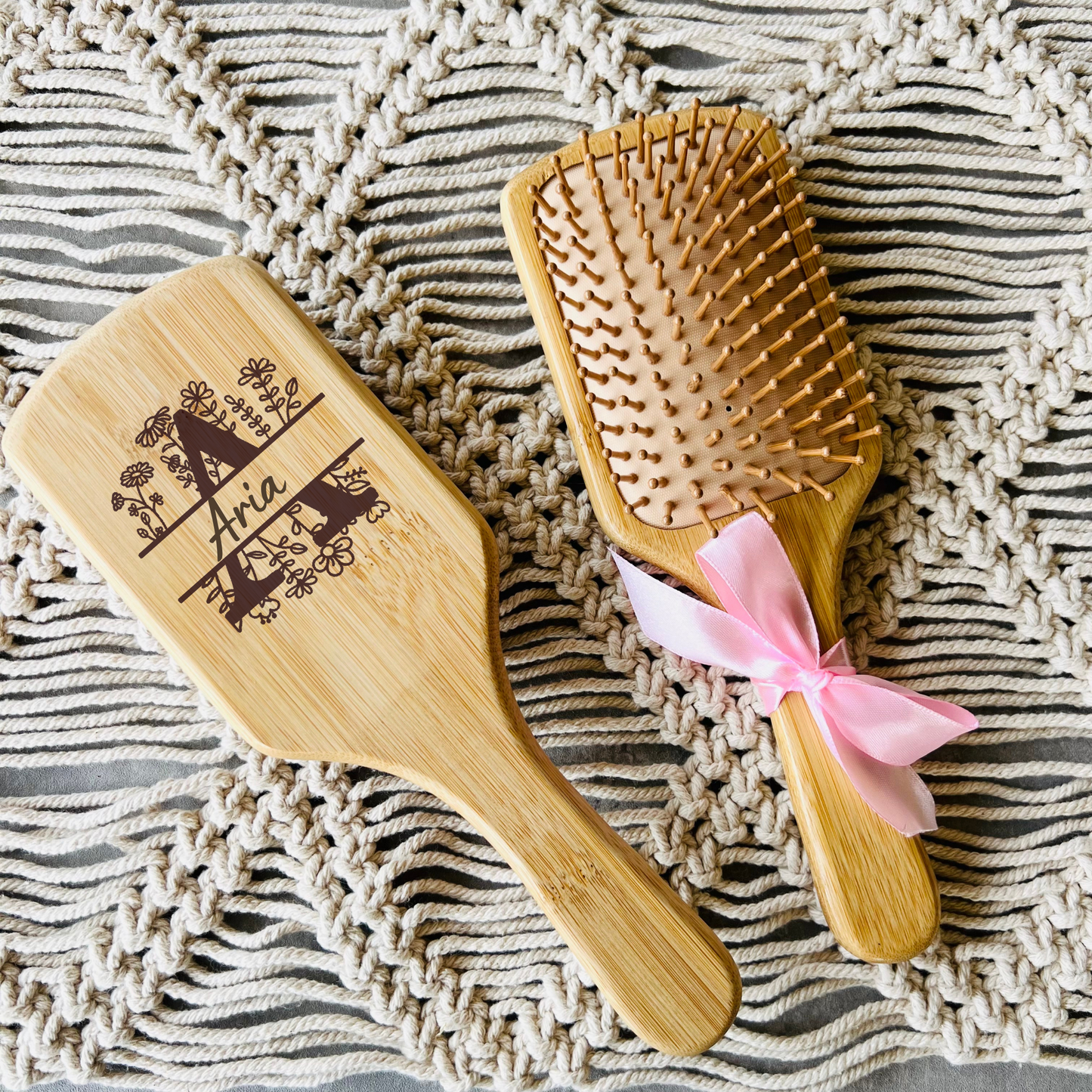 Personalised uv printed paddle brush | Wooden Brush for Girls | Gifts for Mum | Custom Engraved | Floral | Valentine's Gift | Bridesmaid Gift