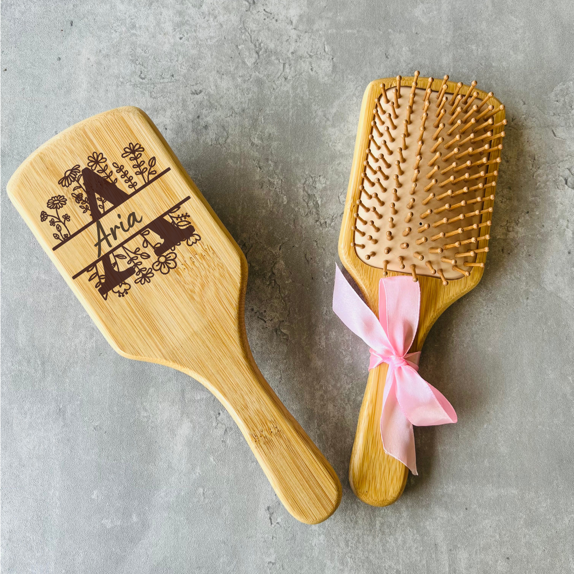 Personalised uv printed paddle brush | Wooden Brush for Girls | Gifts for Mum | Custom Engraved | Floral | Valentine's Gift | Bridesmaid Gift