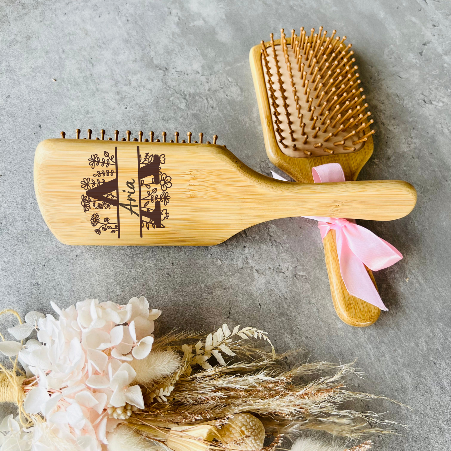 Personalised uv printed paddle brush | Wooden Brush for Girls | Gifts for Mum | Custom Engraved | Floral | Valentine's Gift | Bridesmaid Gift