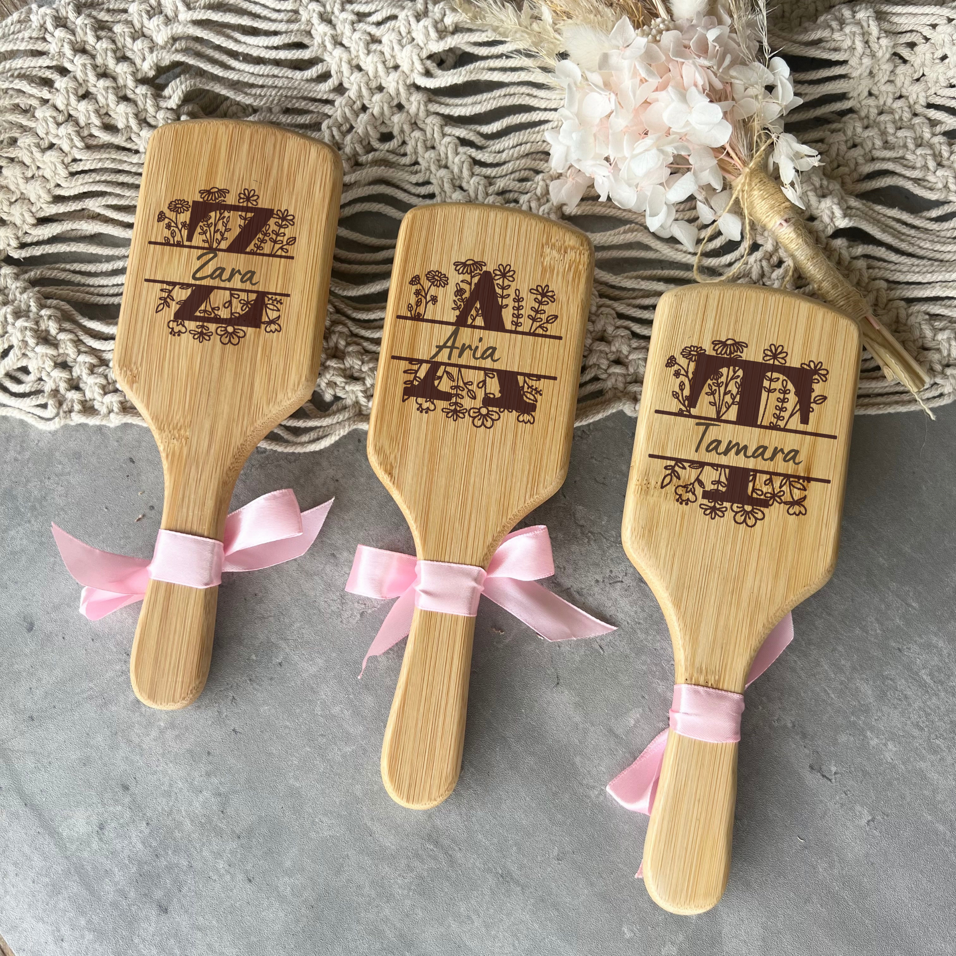 Personalised uv printed paddle brush | Wooden Brush for Girls | Gifts for Mum | Custom Engraved | Floral | Valentine's Gift | Bridesmaid Gift