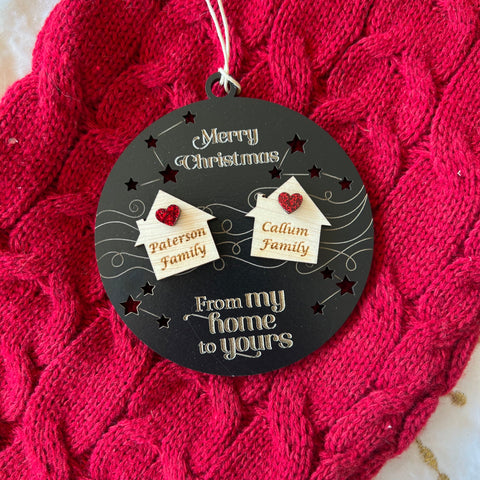 From our home to yours neighbour or friend personalised ornament