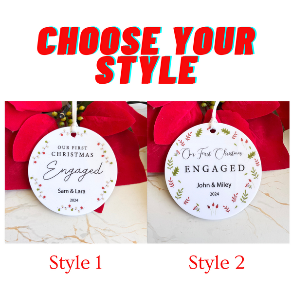 Our First Christmas Engaged Acrylic Personalised ornament