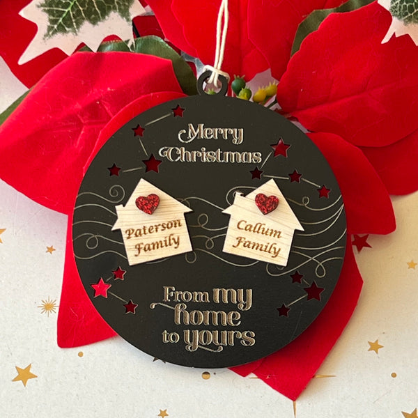 From our home to yours neighbour or friend personalised ornament