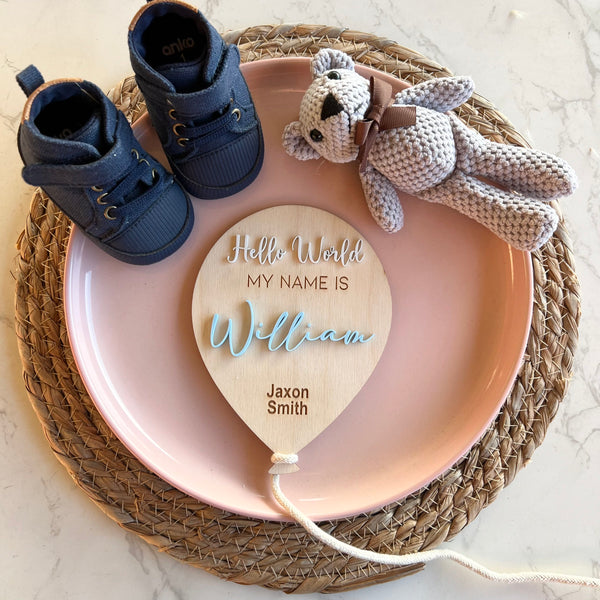 Hello World Baby Announcement | Balloon Baby Sign Custom | Personalised Photo Prop | 3D | Hello World | Introducing new baby