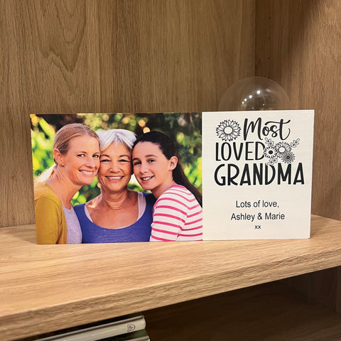 Personalised freestanding Wood Photo Block | Mother's Day | Gifts for Nan | Gifts for grandma