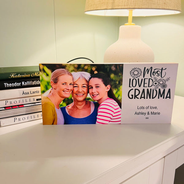 Personalised freestanding Wood Photo Block | Mother's Day | Gifts for Nan | Gifts for grandma