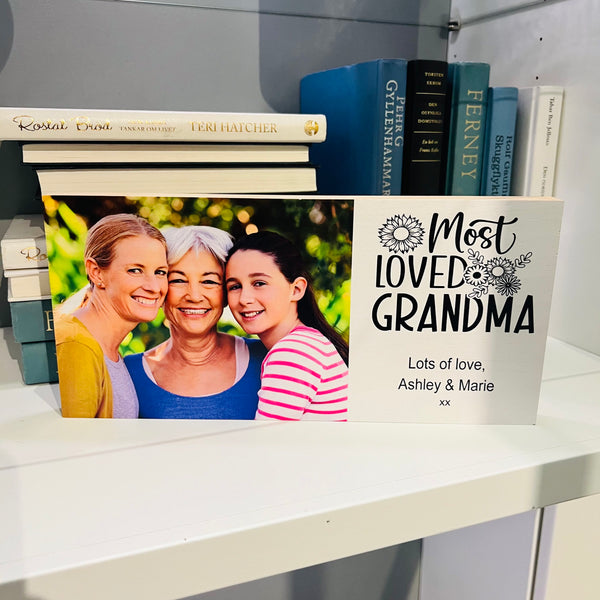 Personalised freestanding Wood Photo Block | Mother's Day | Gifts for Nan | Gifts for grandma