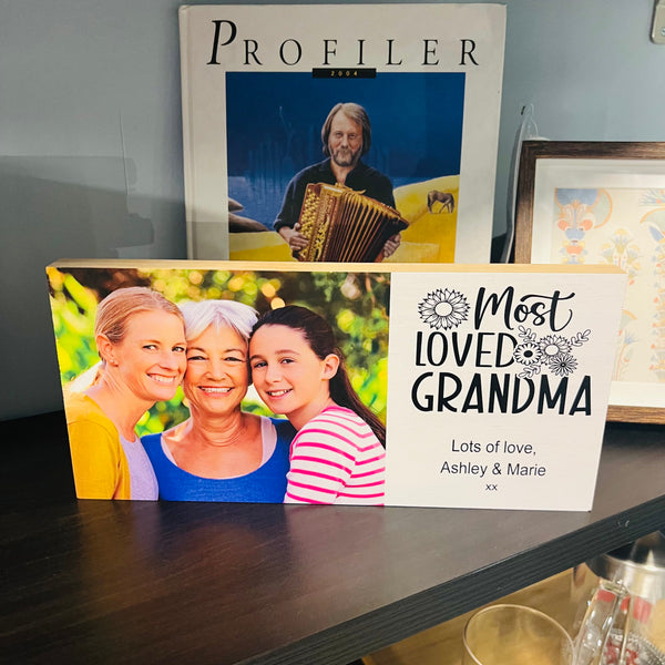 Personalised freestanding Wood Photo Block | Mother's Day | Gifts for Nan | Gifts for grandma