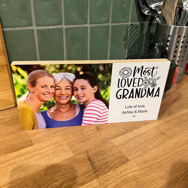 Personalised freestanding Wood Photo Block | Mother's Day | Gifts for Nan | Gifts for grandma