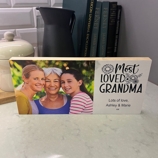 Personalised freestanding Wood Photo Block | Mother's Day | Gifts for Nan | Gifts for grandma