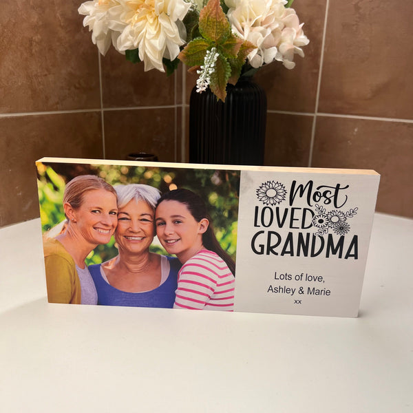 Personalised freestanding Wood Photo Block | Mother's Day | Gifts for Nan | Gifts for grandma