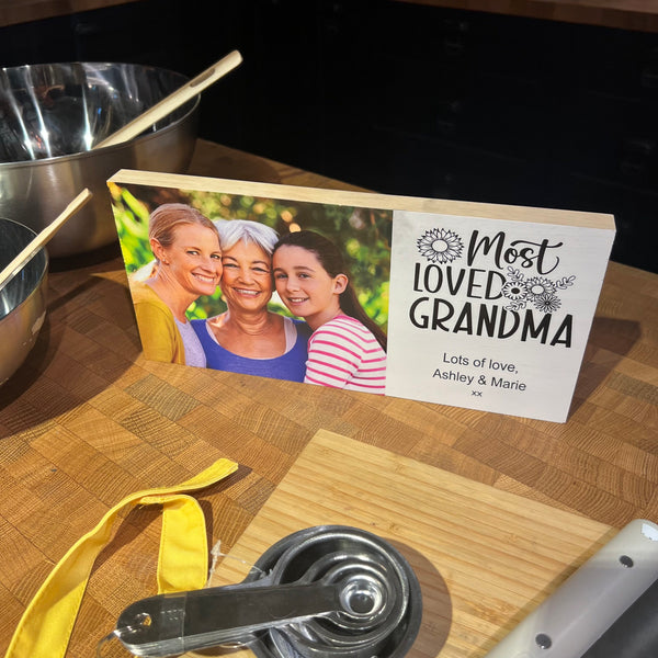 Personalised freestanding Wood Photo Block | Mother's Day | Gifts for Nan | Gifts for grandma