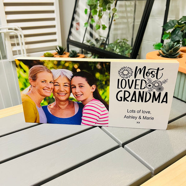 Personalised freestanding Wood Photo Block | Mother's Day | Gifts for Nan | Gifts for grandma