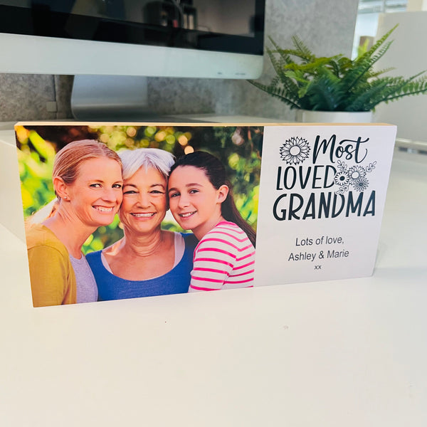 Personalised freestanding Wood Photo Block | Mother's Day | Gifts for Nan | Gifts for grandma