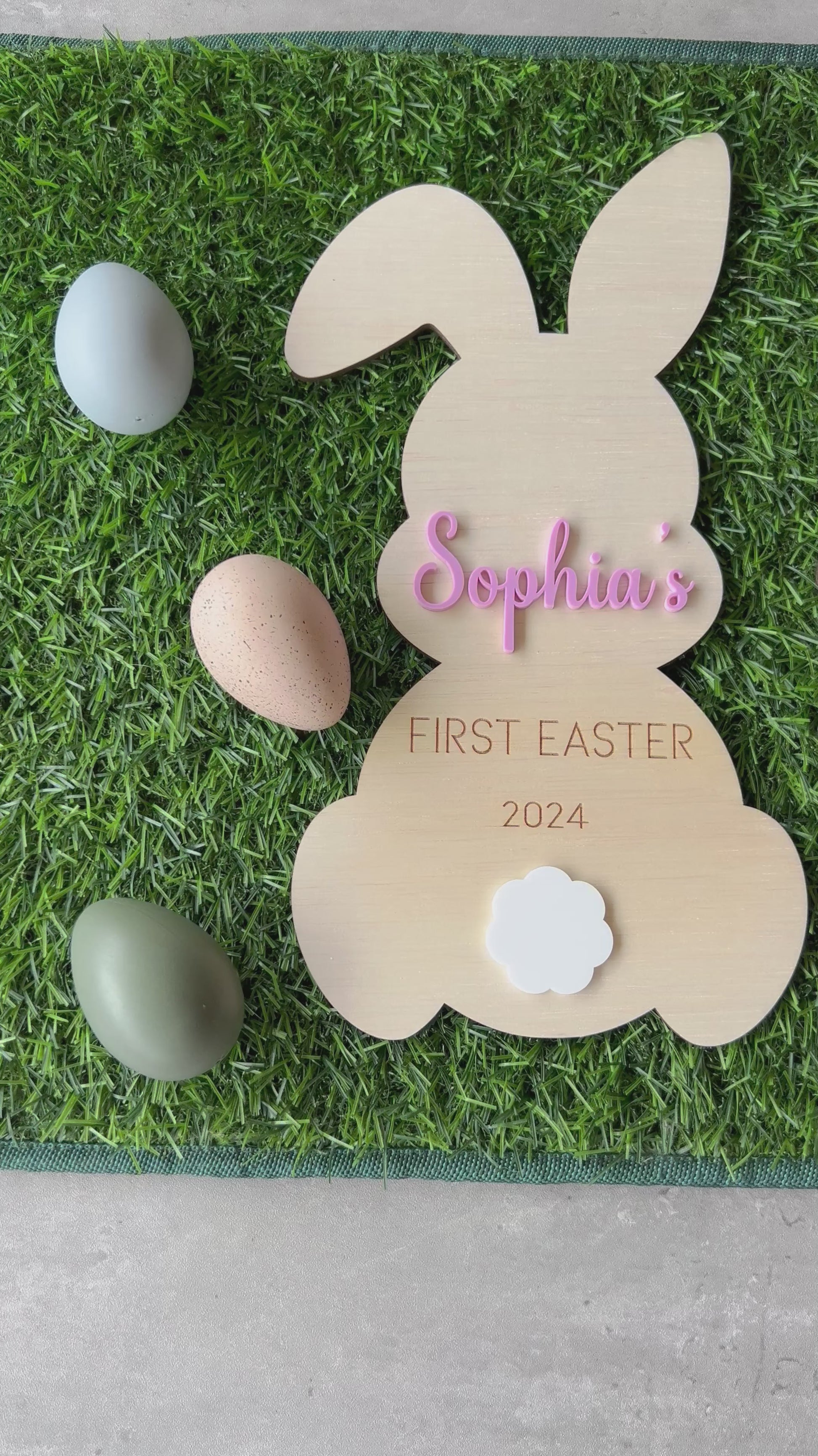 Personalised Easter Photo Prop Wood Engraved 3D Photo plaque Keepsake