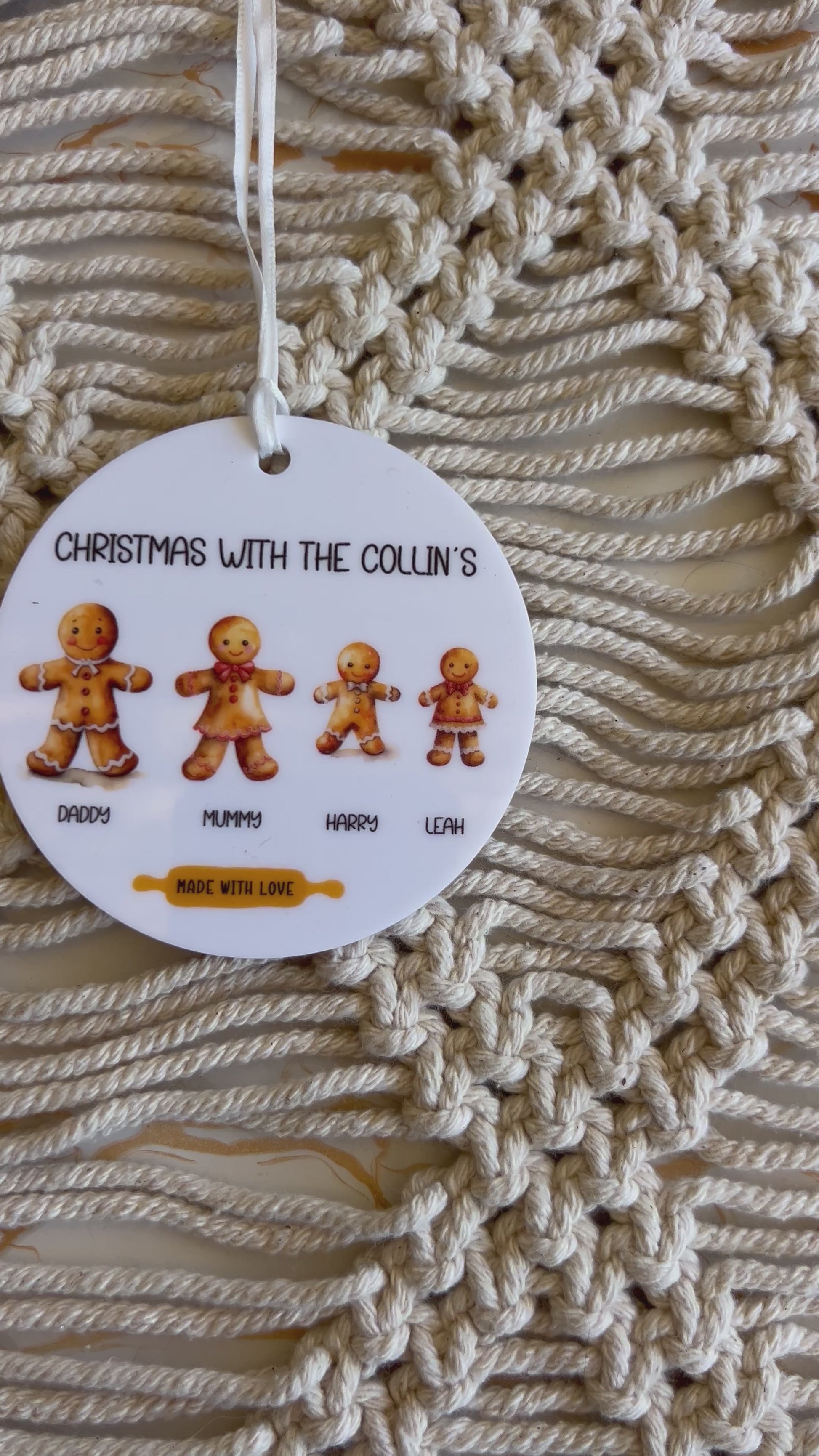 Gingerbread family personalised acrylic ornament | Christmas Ornament | Christmas Ornament | Gift ideas for Christmas | tree decor | custom