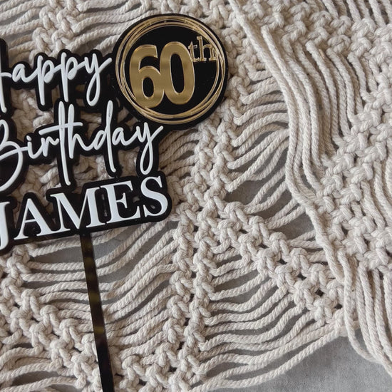 Happy 60th Birthday Cake Topper Double layer Acrylic Topper Personalised