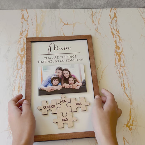 Personalised photo Mum frame Jigsaw wood frame mothers day gift