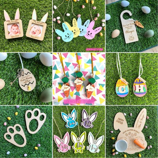 Carrot Easter basket tags | Wood layered | Personalised and hand painted