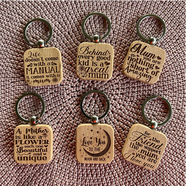 Wood Mum Key rings Engraved | Gifts for mum | Mother's Day | Range 2