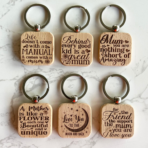 Wood Mum Key rings Engraved | Gifts for mum | Mother's Day | Range 2