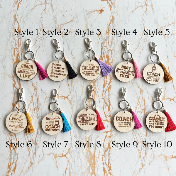 Personalised Wooden Coach Key Rings Engraved