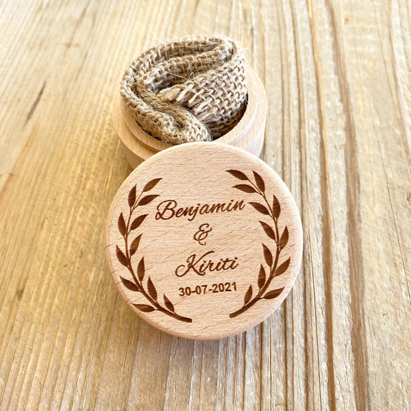 Personalised wooden ring box