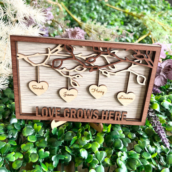 Hanging Heart Personalised Wood Frame