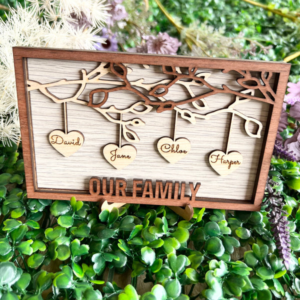 Hanging Heart Personalised Wood Frame