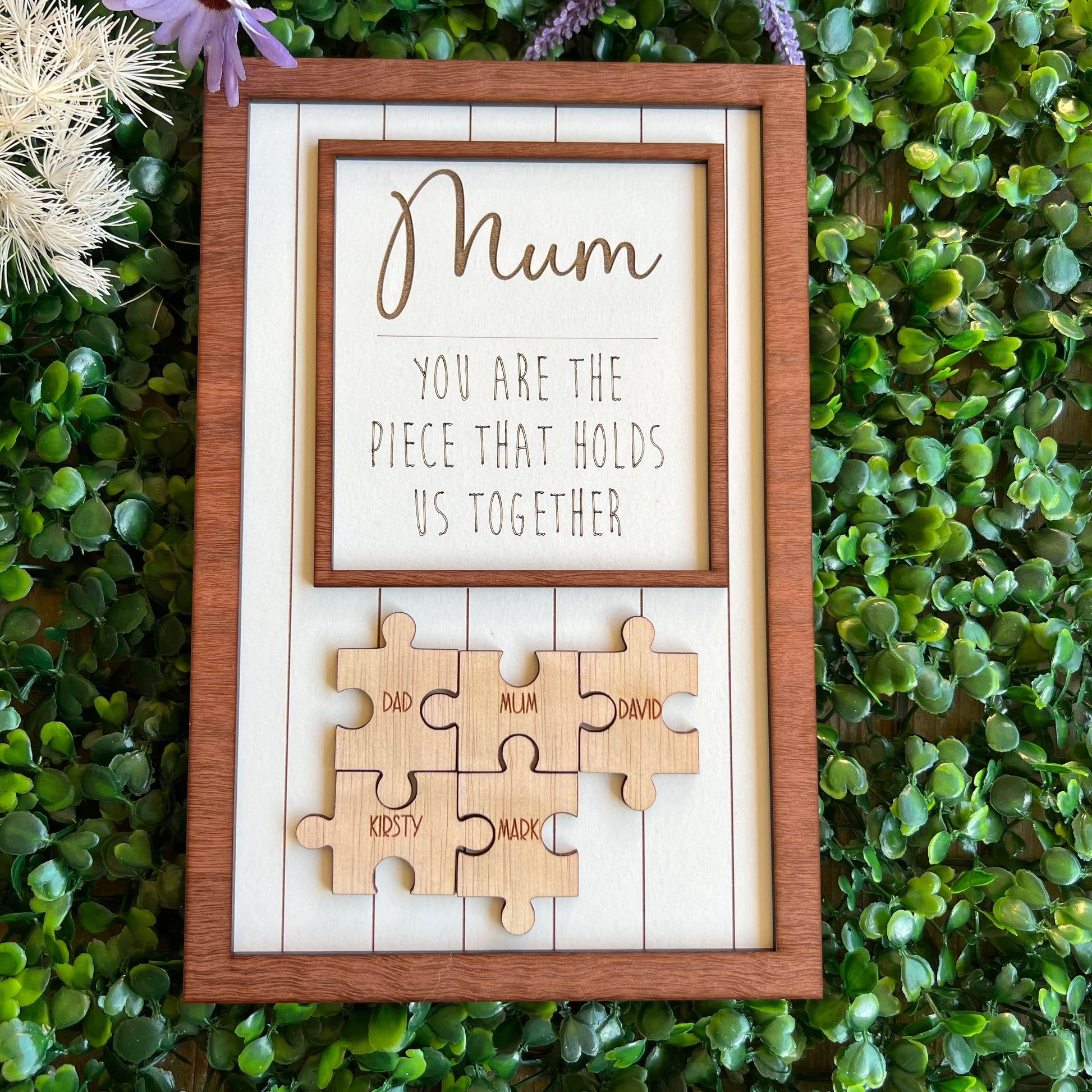 Personalised Mum frame Jigsaw Wood frame mothers day gift