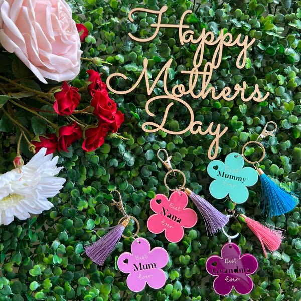 Mum flower Acrylic Key ring Best mum / nan Ever