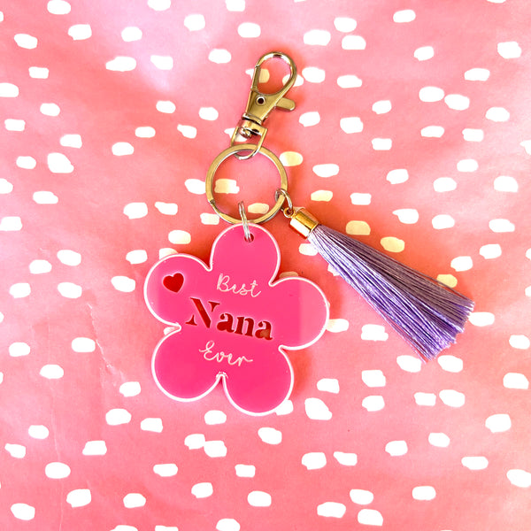 Mum flower Acrylic Key ring Best mum / nan Ever