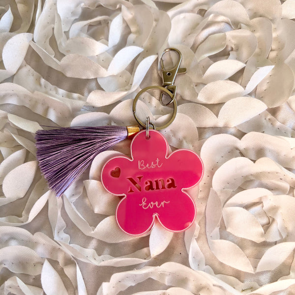 Mum flower Acrylic Key ring Best mum / nan Ever