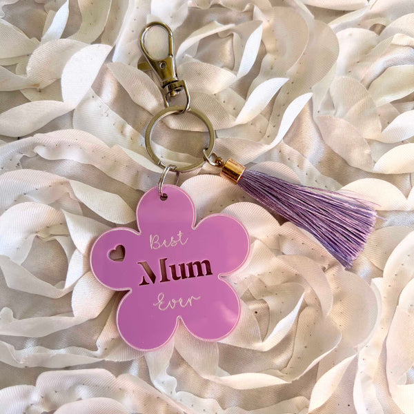 Mum flower Acrylic Key ring Best mum / nan Ever