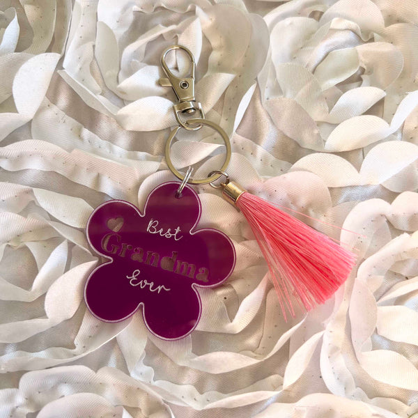 Mum flower Acrylic Key ring Best mum / nan Ever