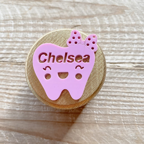 Gold Painted Personalised wooden tooth fairy box and tooth pouch