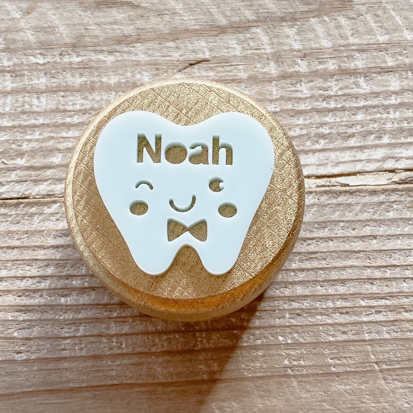 Gold Painted Personalised wooden tooth fairy box and tooth pouch