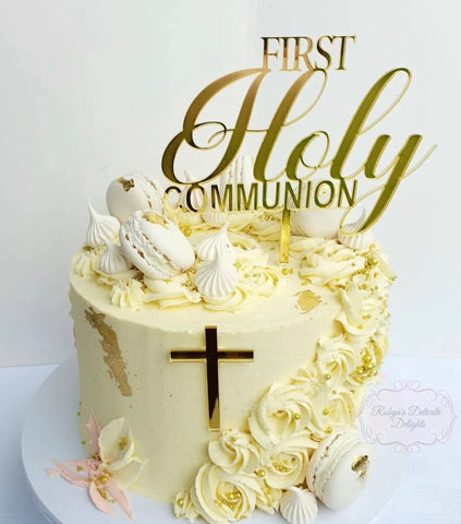 First Holy Communion cake topper with seperate cross.