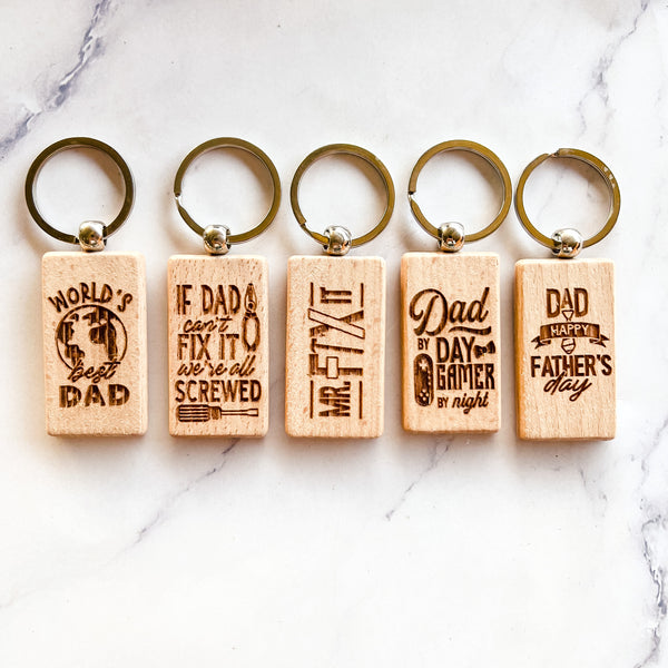 Wooden Key ring for Dad Rectangle