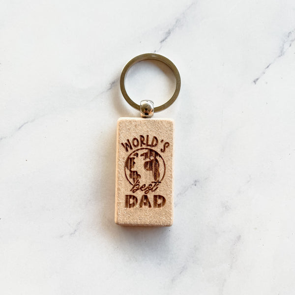 Wooden Key ring for Dad Rectangle