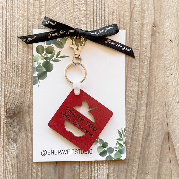 Wooden Personalised Apple Teachers Key ring