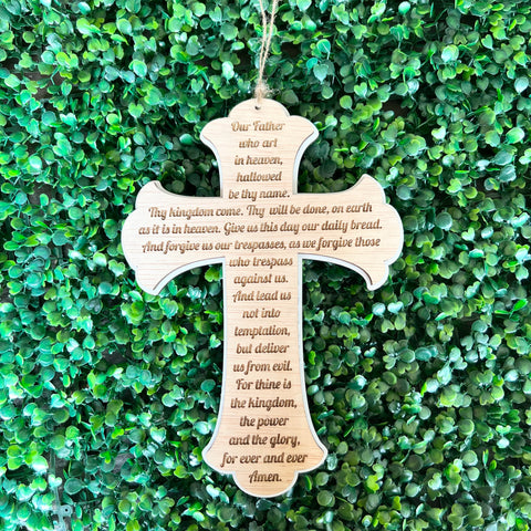 Wood Cross Our Father The Lord's Prayer Keepsake